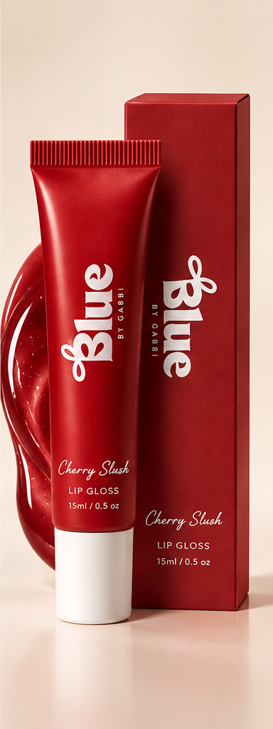 Cherry Slush BLUE by Gabbi lip gloss tube and matching box
